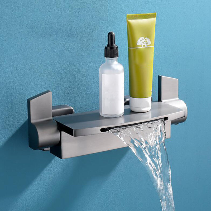Classic Bath Faucet Solid Color Wall Mounted Waterfall Bathroom Faucet Grey Hand Shower Not Included Clearhalo 'Bathroom Remodel & Bathroom Fixtures' 'Bathtub Faucets' 'bathtub_faucets' 'Home Improvement' 'home_improvement' 'home_improvement_bathtub_faucets' 7165567