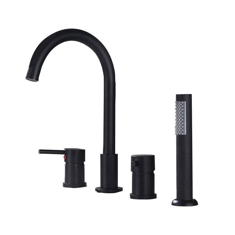 Modern Style Roman Tub Faucet Deck-Mount Copper Roman Tub Faucet Clearhalo 'Bathroom Remodel & Bathroom Fixtures' 'Bathtub Faucets' 'bathtub_faucets' 'Home Improvement' 'home_improvement' 'home_improvement_bathtub_faucets' 7165620