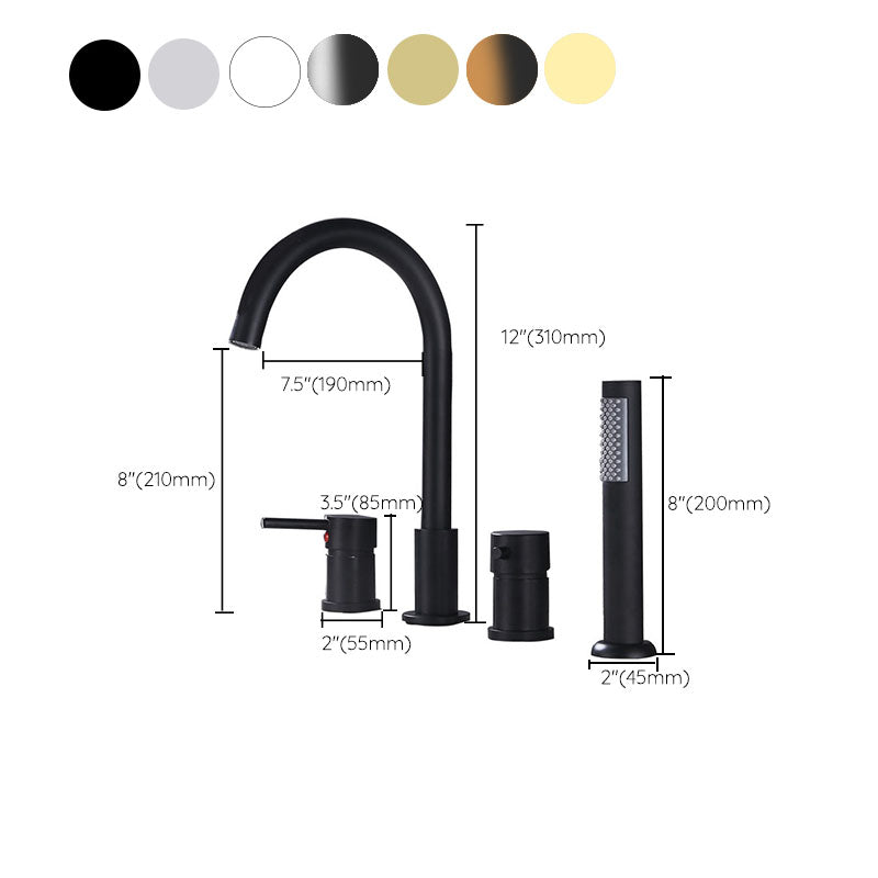Modern Style Roman Tub Faucet Deck-Mount Copper Roman Tub Faucet Clearhalo 'Bathroom Remodel & Bathroom Fixtures' 'Bathtub Faucets' 'bathtub_faucets' 'Home Improvement' 'home_improvement' 'home_improvement_bathtub_faucets' 7165641