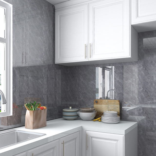 Plastic Peel and Stick Backsplash Rectangular Field Tile Peel and Stick Backsplash Grey 50-Piece Set Clearhalo 'Flooring 'Home Improvement' 'home_improvement' 'home_improvement_peel_stick_blacksplash' 'Peel & Stick Backsplash Tile' 'peel_stick_blacksplash' 'Walls & Ceilings' Walls and Ceiling' 7166262