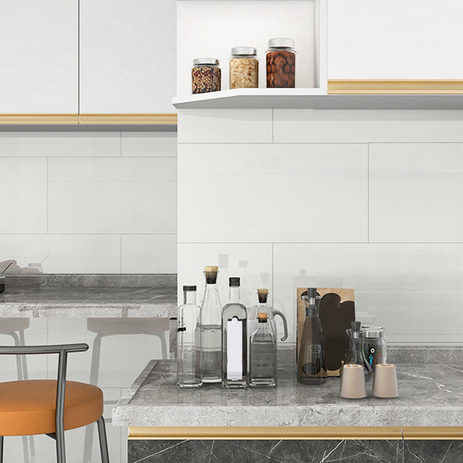 Plastic Peel and Stick Backsplash Rectangular Field Tile Peel and Stick Backsplash White 50-Piece Set Clearhalo 'Flooring 'Home Improvement' 'home_improvement' 'home_improvement_peel_stick_blacksplash' 'Peel & Stick Backsplash Tile' 'peel_stick_blacksplash' 'Walls & Ceilings' Walls and Ceiling' 7166263