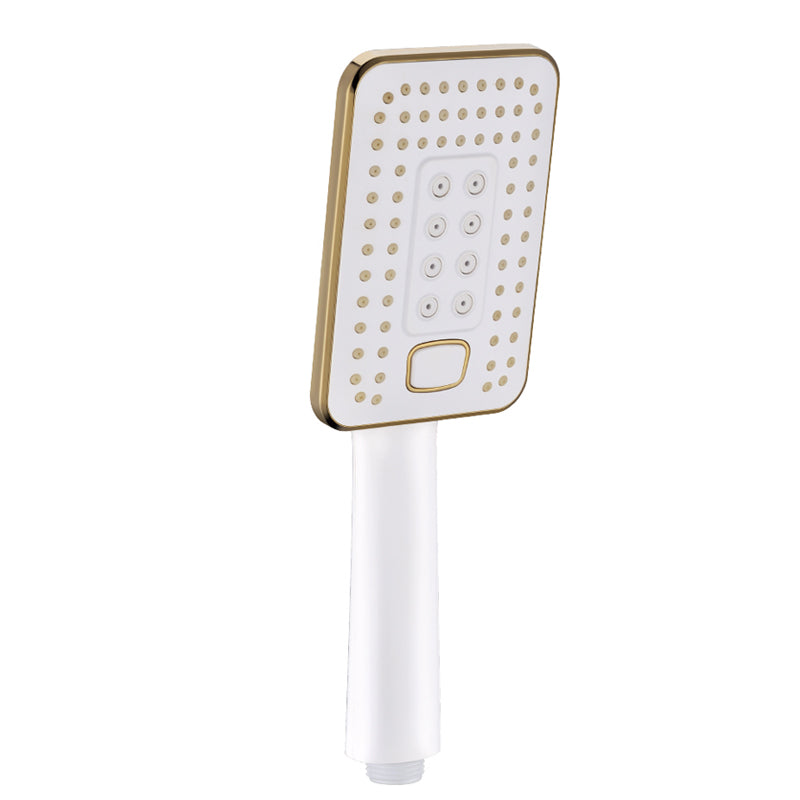 Contemporary Metal Handheld Shower Head Square 3 Setting Spray Head White/ Gold Clearhalo 'Bathroom Remodel & Bathroom Fixtures' 'Home Improvement' 'home_improvement' 'home_improvement_shower_heads' 'Shower Heads' 'shower_heads' 'Showers & Bathtubs Plumbing' 'Showers & Bathtubs' 7166447