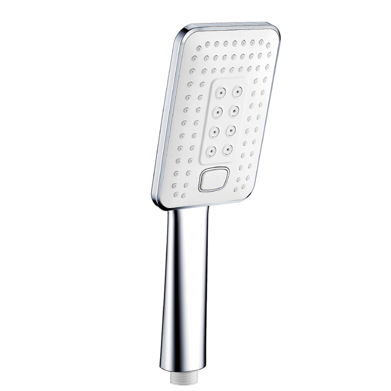 Contemporary Metal Handheld Shower Head Square 3 Setting Spray Head White/Silver Clearhalo 'Bathroom Remodel & Bathroom Fixtures' 'Home Improvement' 'home_improvement' 'home_improvement_shower_heads' 'Shower Heads' 'shower_heads' 'Showers & Bathtubs Plumbing' 'Showers & Bathtubs' 7166449