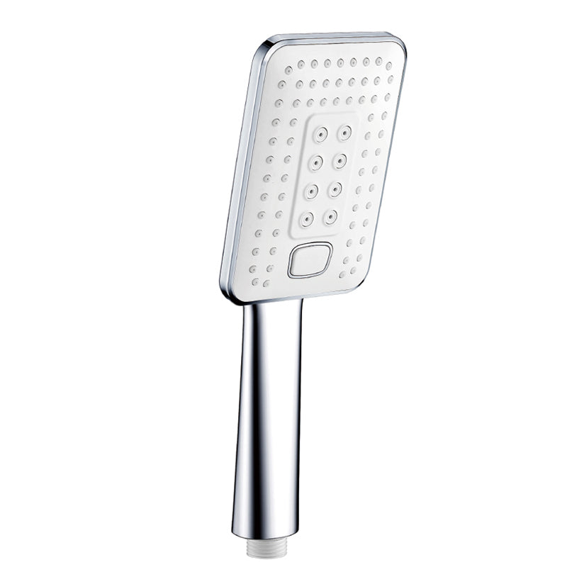 Contemporary Metal Handheld Shower Head Square 3 Setting Spray Head White Silver Clearhalo 'Bathroom Remodel & Bathroom Fixtures' 'Home Improvement' 'home_improvement' 'home_improvement_shower_heads' 'Shower Heads' 'shower_heads' 'Showers & Bathtubs Plumbing' 'Showers & Bathtubs' 7166449