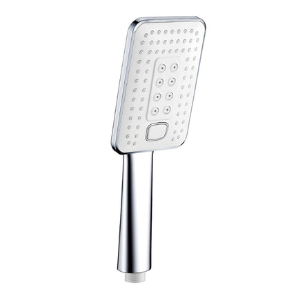 Contemporary Metal Handheld Shower Head Square 3 Setting Spray Head White Silver Clearhalo 'Bathroom Remodel & Bathroom Fixtures' 'Home Improvement' 'home_improvement' 'home_improvement_shower_heads' 'Shower Heads' 'shower_heads' 'Showers & Bathtubs Plumbing' 'Showers & Bathtubs' 7166449