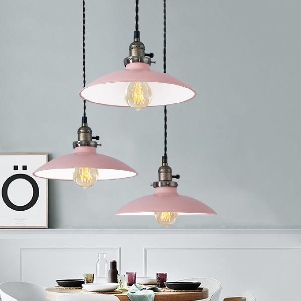 1 Bulb Ceiling Pendant Loft Stylish Shallow Dome Metallic Hanging Lamp in Pink/Blue for Dining Table Clearhalo 'Art Deco Pendants' 'Cast Iron' 'Ceiling Lights' 'Ceramic' 'Crystal' 'Industrial Pendants' 'Industrial' 'Metal' 'Middle Century Pendants' 'Pendant Lights' 'Pendants' 'Tiffany' Lighting' 71686
