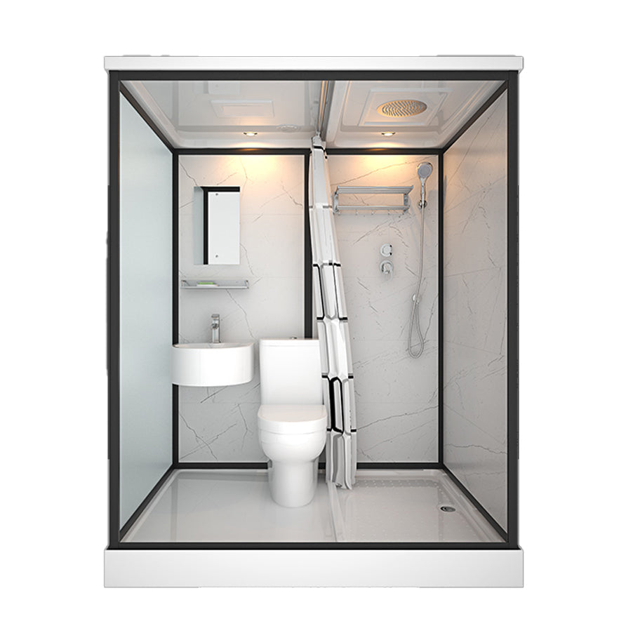 Rectangle Tempered Glass Shower Stall Clear Framed Shower Enclosure 67"L x 47"W x 85"H Toilet Included Clearhalo 'Bathroom Remodel & Bathroom Fixtures' 'Home Improvement' 'home_improvement' 'home_improvement_shower_stalls_enclosures' 'Shower Stalls & Enclosures' 'shower_stalls_enclosures' 'Showers & Bathtubs' 7168756