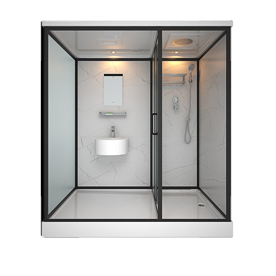 Rectangle Tempered Glass Shower Stall Clear Framed Shower Enclosure 67"L x 47"W x 85"H Toilet Not Included Clearhalo 'Bathroom Remodel & Bathroom Fixtures' 'Home Improvement' 'home_improvement' 'home_improvement_shower_stalls_enclosures' 'Shower Stalls & Enclosures' 'shower_stalls_enclosures' 'Showers & Bathtubs' 7168757