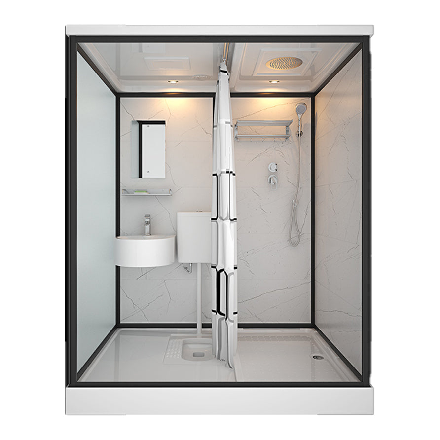 Rectangle Tempered Glass Shower Stall Clear Framed Shower Enclosure 67"L x 47"W x 85"H Latrine Pit Included Clearhalo 'Bathroom Remodel & Bathroom Fixtures' 'Home Improvement' 'home_improvement' 'home_improvement_shower_stalls_enclosures' 'Shower Stalls & Enclosures' 'shower_stalls_enclosures' 'Showers & Bathtubs' 7168758