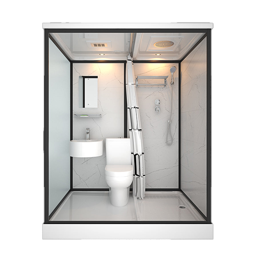 Rectangle Tempered Glass Shower Stall Clear Framed Shower Enclosure 67"L x 47"W x 85"H Heating+Toilet Clearhalo 'Bathroom Remodel & Bathroom Fixtures' 'Home Improvement' 'home_improvement' 'home_improvement_shower_stalls_enclosures' 'Shower Stalls & Enclosures' 'shower_stalls_enclosures' 'Showers & Bathtubs' 7168759