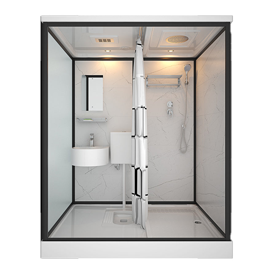 Rectangle Tempered Glass Shower Stall Clear Framed Shower Enclosure 67"L x 47"W x 85"H Heating+Latrine Pit Clearhalo 'Bathroom Remodel & Bathroom Fixtures' 'Home Improvement' 'home_improvement' 'home_improvement_shower_stalls_enclosures' 'Shower Stalls & Enclosures' 'shower_stalls_enclosures' 'Showers & Bathtubs' 7168760