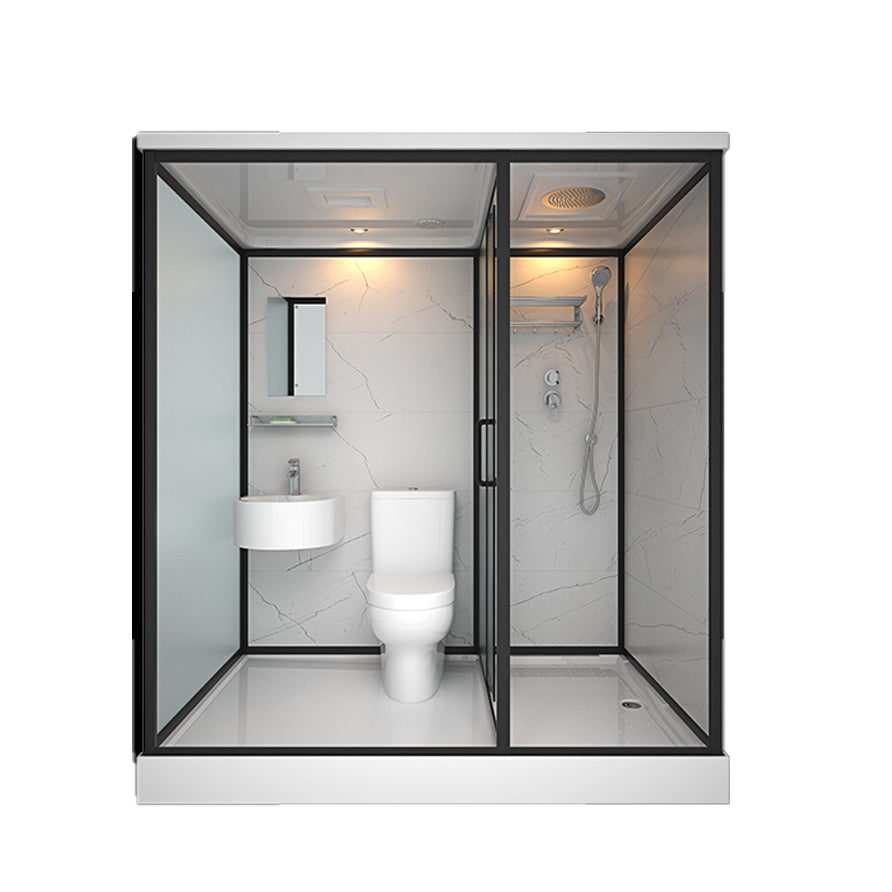 Rectangle Tempered Glass Shower Stall Clear Framed Shower Enclosure 75"L x 47"W x 85"H Toilet Included Clearhalo 'Bathroom Remodel & Bathroom Fixtures' 'Home Improvement' 'home_improvement' 'home_improvement_shower_stalls_enclosures' 'Shower Stalls & Enclosures' 'shower_stalls_enclosures' 'Showers & Bathtubs' 7168762