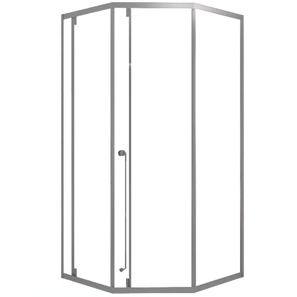 Framed Single Sliding Corner Shower Enclosure with Single Door Handles Left Gray Clearhalo 'Bathroom Remodel & Bathroom Fixtures' 'Home Improvement' 'home_improvement' 'home_improvement_shower_stalls_enclosures' 'Shower Stalls & Enclosures' 'shower_stalls_enclosures' 'Showers & Bathtubs' 7168788