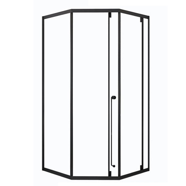 Framed Single Sliding Corner Shower Enclosure with Single Door Handles Right Black Clearhalo 'Bathroom Remodel & Bathroom Fixtures' 'Home Improvement' 'home_improvement' 'home_improvement_shower_stalls_enclosures' 'Shower Stalls & Enclosures' 'shower_stalls_enclosures' 'Showers & Bathtubs' 7168789