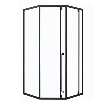 Framed Single Sliding Corner Shower Enclosure with Single Door Handles Right Black Clearhalo 'Bathroom Remodel & Bathroom Fixtures' 'Home Improvement' 'home_improvement' 'home_improvement_shower_stalls_enclosures' 'Shower Stalls & Enclosures' 'shower_stalls_enclosures' 'Showers & Bathtubs' 7168789