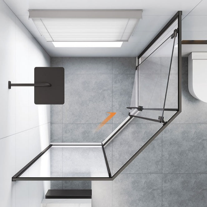 Framed Single Sliding Corner Shower Enclosure with Single Door Handles Clearhalo 'Bathroom Remodel & Bathroom Fixtures' 'Home Improvement' 'home_improvement' 'home_improvement_shower_stalls_enclosures' 'Shower Stalls & Enclosures' 'shower_stalls_enclosures' 'Showers & Bathtubs' 7168790