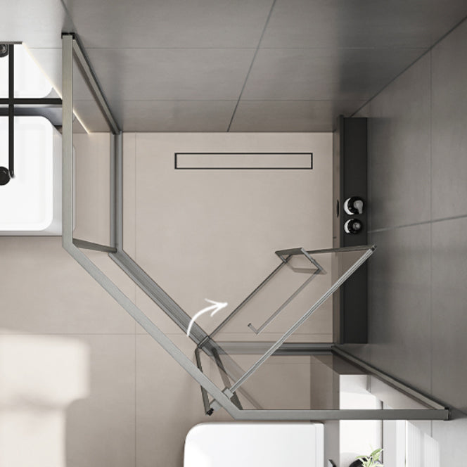 Neo-Angle Tempered Glass Shower Enclosure with Double Door Handles Clearhalo 'Bathroom Remodel & Bathroom Fixtures' 'Home Improvement' 'home_improvement' 'home_improvement_shower_stalls_enclosures' 'Shower Stalls & Enclosures' 'shower_stalls_enclosures' 'Showers & Bathtubs' 7168968