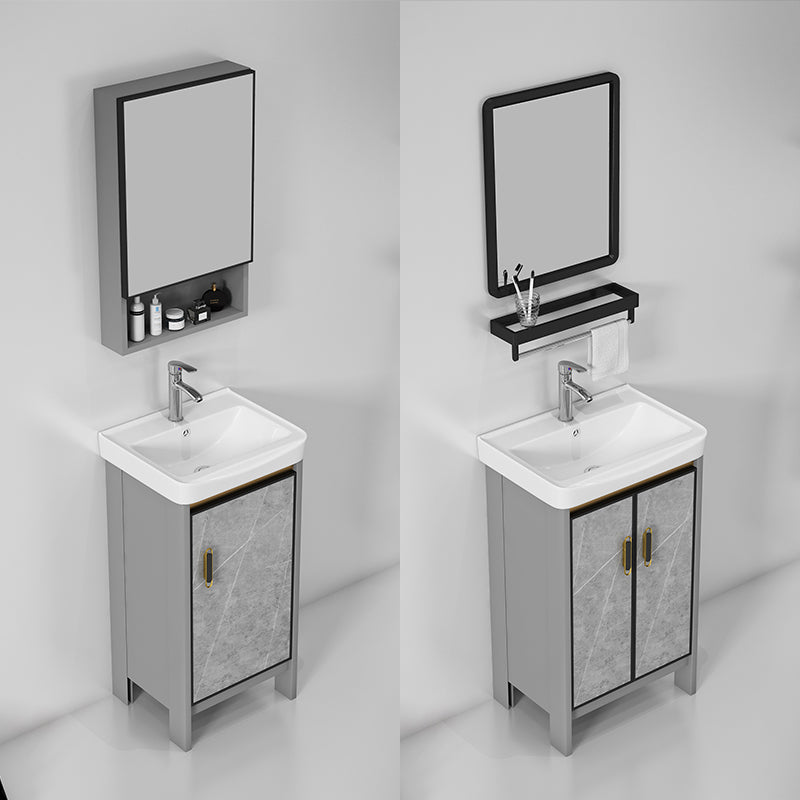 Bathroom Vanity Set Drawer Ceramic Sink Faucet Free Standing Vanity Set with Mirror Clearhalo 'Bathroom Remodel & Bathroom Fixtures' 'Bathroom Vanities' 'bathroom_vanities' 'Home Improvement' 'home_improvement' 'home_improvement_bathroom_vanities' 7169017
