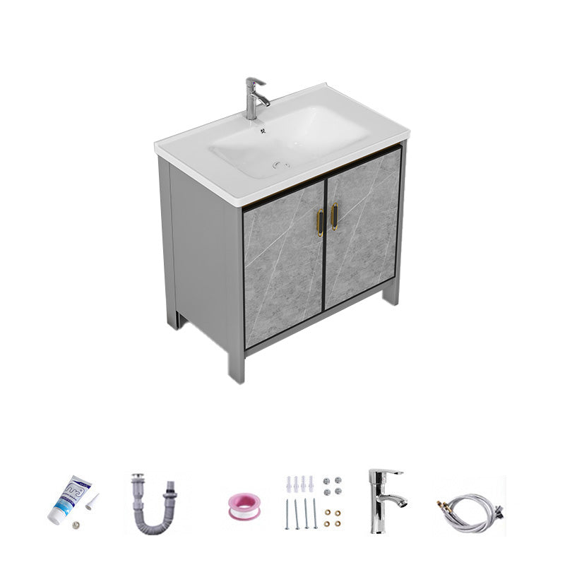 Bathroom Vanity Set Drawer Ceramic Sink Faucet Free Standing Vanity Set with Mirror Vanity & Faucet 28"L x 19"W x 32"H Clearhalo 'Bathroom Remodel & Bathroom Fixtures' 'Bathroom Vanities' 'bathroom_vanities' 'Home Improvement' 'home_improvement' 'home_improvement_bathroom_vanities' 7169021