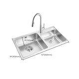 Kitchen Sink Stainless Steel Drop-In Kitchen Double Sink with Drain Assembly Clearhalo 'Home Improvement' 'home_improvement' 'home_improvement_kitchen_sinks' 'Kitchen Remodel & Kitchen Fixtures' 'Kitchen Sinks & Faucet Components' 'Kitchen Sinks' 'kitchen_sinks' 7169252