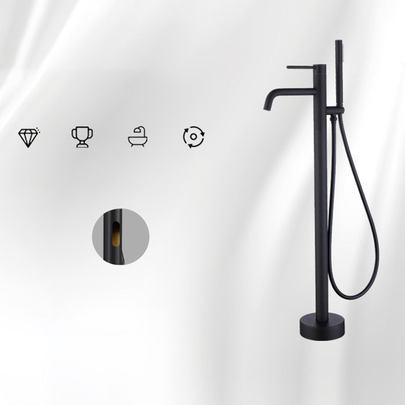 Floor Mounted Metal Freestanding Tub Filler One Handle Freestanding Faucet Black Wall Clearhalo 'Bathroom Remodel & Bathroom Fixtures' 'Bathtub Faucets' 'bathtub_faucets' 'Home Improvement' 'home_improvement' 'home_improvement_bathtub_faucets' 7169376