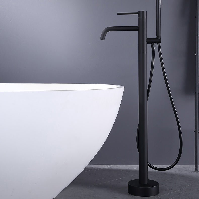 Floor Mounted Metal Freestanding Tub Filler One Handle Freestanding Faucet Clearhalo 'Bathroom Remodel & Bathroom Fixtures' 'Bathtub Faucets' 'bathtub_faucets' 'Home Improvement' 'home_improvement' 'home_improvement_bathtub_faucets' 7169378