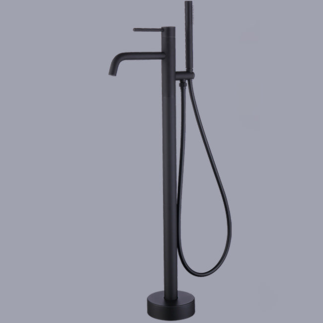 Floor Mounted Metal Freestanding Tub Filler One Handle Freestanding Faucet Clearhalo 'Bathroom Remodel & Bathroom Fixtures' 'Bathtub Faucets' 'bathtub_faucets' 'Home Improvement' 'home_improvement' 'home_improvement_bathtub_faucets' 7169382