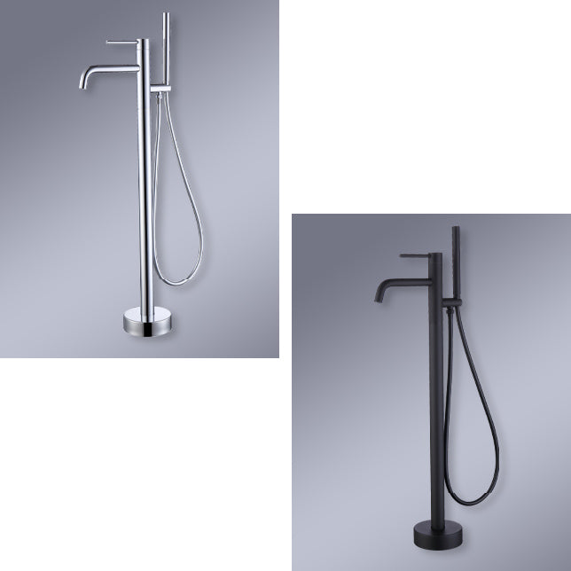 Floor Mounted Metal Freestanding Tub Filler One Handle Freestanding Faucet Clearhalo 'Bathroom Remodel & Bathroom Fixtures' 'Bathtub Faucets' 'bathtub_faucets' 'Home Improvement' 'home_improvement' 'home_improvement_bathtub_faucets' 7169386