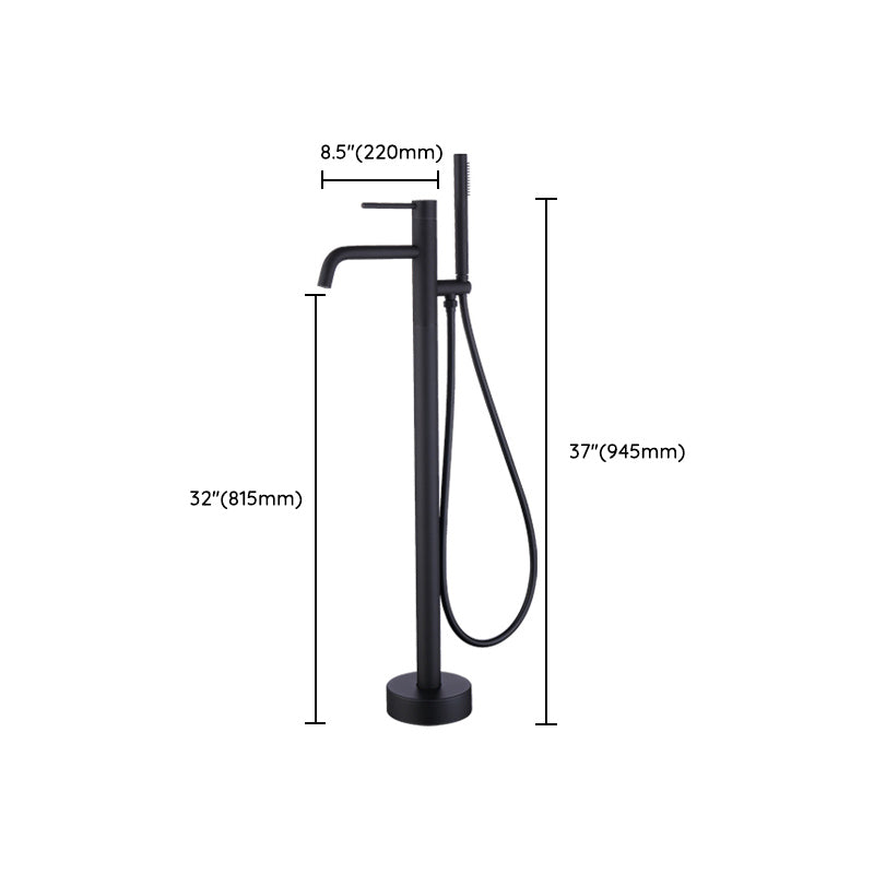 Floor Mounted Metal Freestanding Tub Filler One Handle Freestanding Faucet Clearhalo 'Bathroom Remodel & Bathroom Fixtures' 'Bathtub Faucets' 'bathtub_faucets' 'Home Improvement' 'home_improvement' 'home_improvement_bathtub_faucets' 7169390