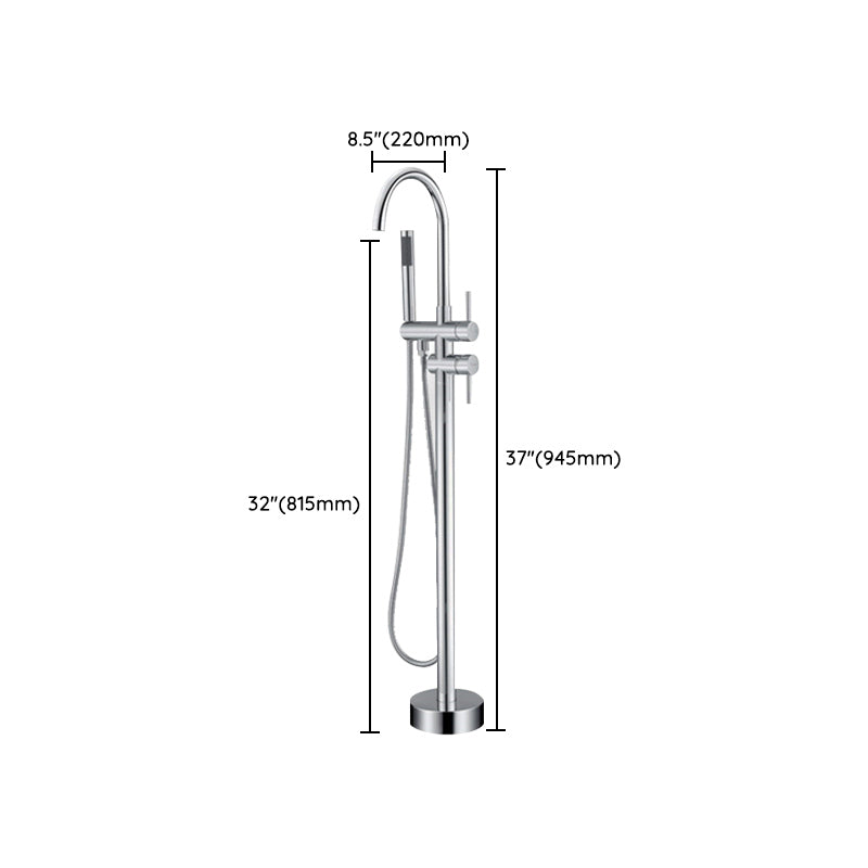 Floor Mounted Metal Freestanding Tub Filler One Handle Freestanding Faucet Clearhalo 'Bathroom Remodel & Bathroom Fixtures' 'Bathtub Faucets' 'bathtub_faucets' 'Home Improvement' 'home_improvement' 'home_improvement_bathtub_faucets' 7169392