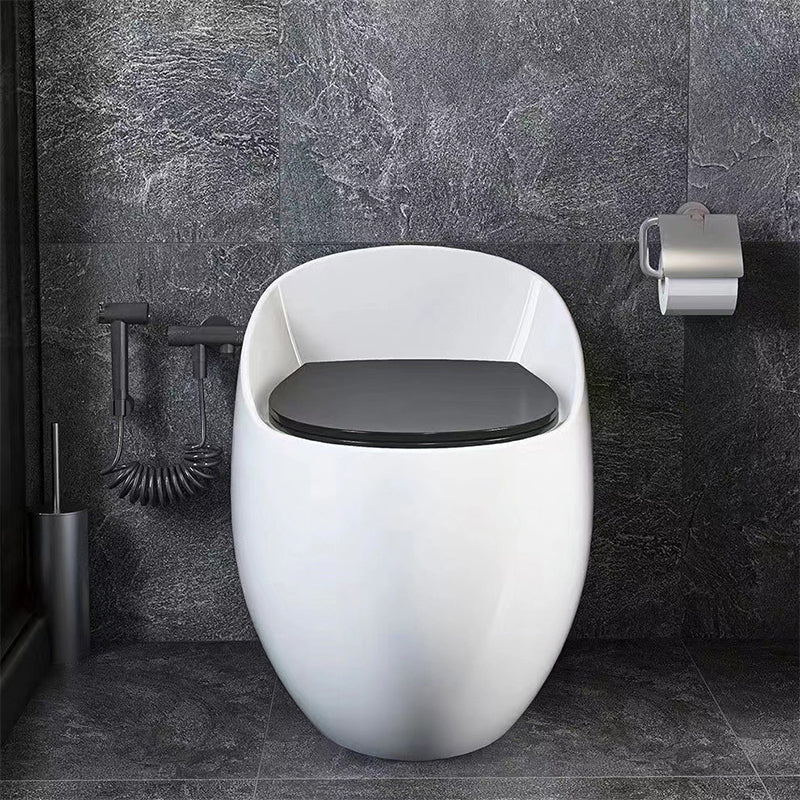 Modern Floor Mount Flush Toilet Siphon Jet Urine Toilet with Seat for Bathroom Black/ White 14" Clearhalo 'Bathroom Remodel & Bathroom Fixtures' 'Home Improvement' 'home_improvement' 'home_improvement_toilets' 'Toilets & Bidets' 'Toilets' 7174025
