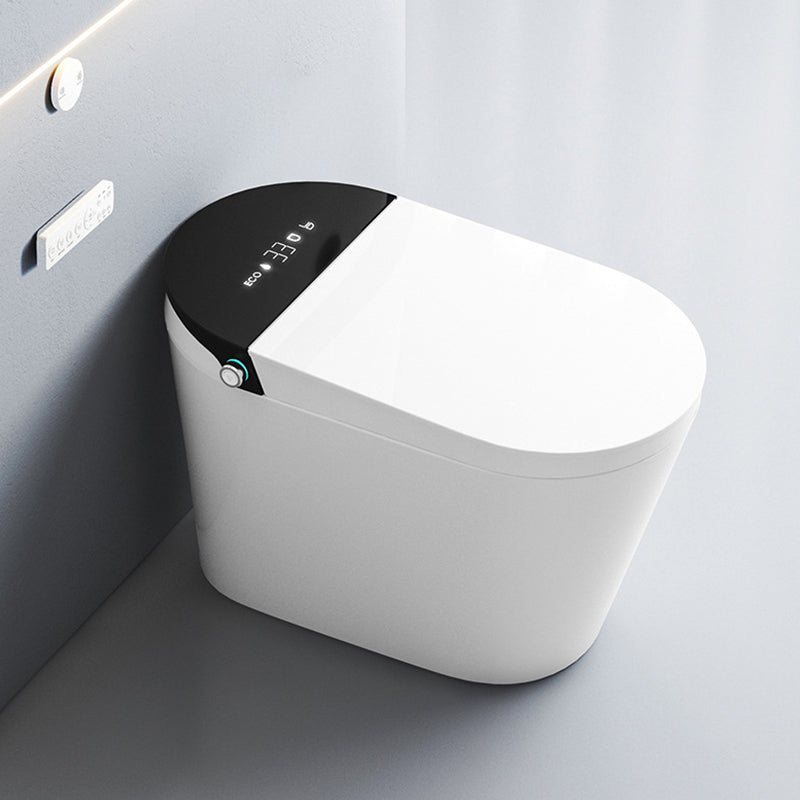 Modern Flush Toilet Floor Mounted Siphon Jet All-In-One Toilet Bowl Automatic Lid( Top Configuration) 16" Clearhalo 'Bathroom Remodel & Bathroom Fixtures' 'Home Improvement' 'home_improvement' 'home_improvement_toilets' 'Toilets & Bidets' 'Toilets' 7174064