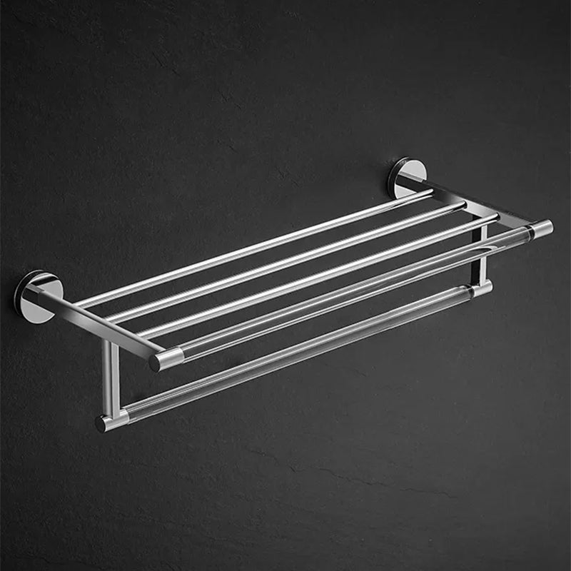 Modern Bathroom Accessory As Individual Or As a Set in Plastic and Metal Silver Towel Rack Clearhalo 'Bathroom Hardware Sets' 'Bathroom Hardware' 'Bathroom Remodel & Bathroom Fixtures' 'bathroom_hardware_sets' 'Home Improvement' 'home_improvement' 'home_improvement_bathroom_hardware_sets' 7174137