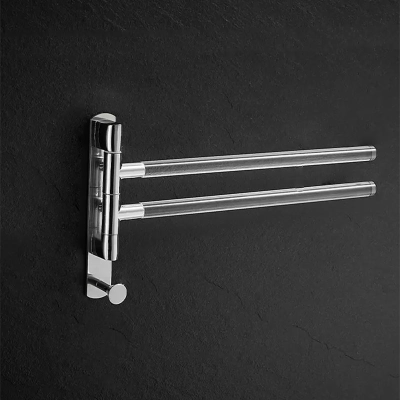 Modern Bathroom Accessory As Individual Or As a Set in Plastic and Metal Silver Double Layer Movable Rod Clearhalo 'Bathroom Hardware Sets' 'Bathroom Hardware' 'Bathroom Remodel & Bathroom Fixtures' 'bathroom_hardware_sets' 'Home Improvement' 'home_improvement' 'home_improvement_bathroom_hardware_sets' 7174156