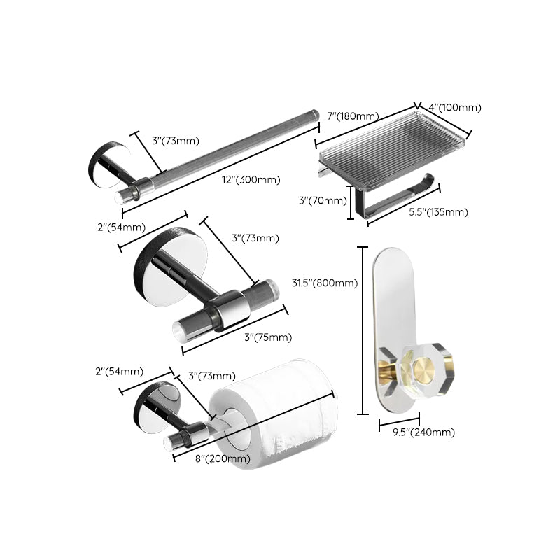 Modern Bathroom Accessory As Individual Or As a Set in Plastic and Metal Clearhalo 'Bathroom Hardware Sets' 'Bathroom Hardware' 'Bathroom Remodel & Bathroom Fixtures' 'bathroom_hardware_sets' 'Home Improvement' 'home_improvement' 'home_improvement_bathroom_hardware_sets' 7174162