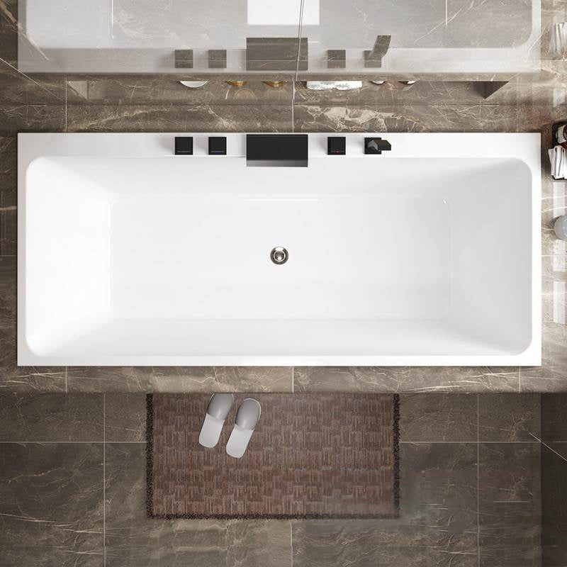 Modern Rectangular Drop in Bathtub Acrylic Soaking White Bath Tub with Black 5-Piece Set Clearhalo 'Bathroom Remodel & Bathroom Fixtures' 'Bathtubs' 'Home Improvement' 'home_improvement' 'home_improvement_bathtubs' 'Showers & Bathtubs' 7174348