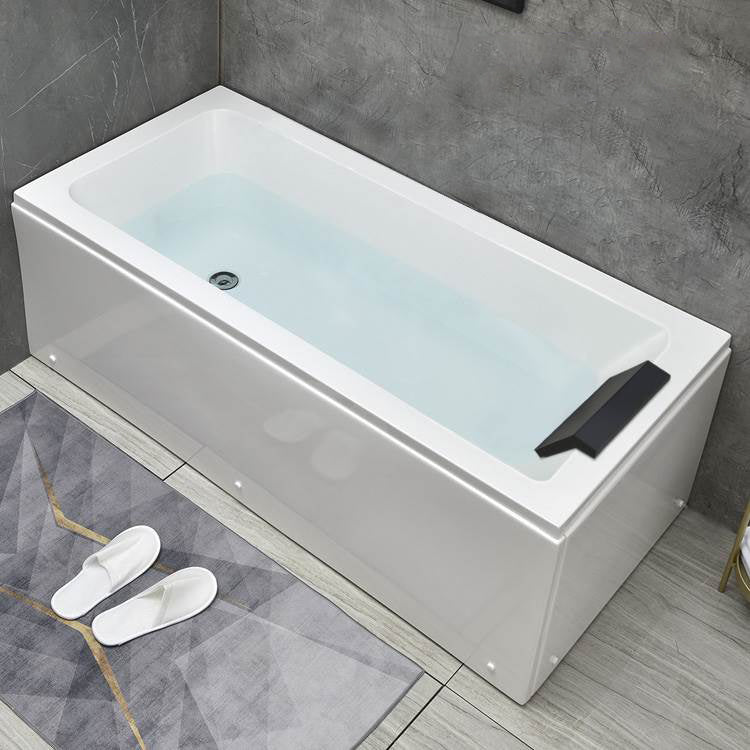 Flat Bottom Soaking Bathtub Antique Finish Rectangular Modern Tub Left Tub with Pillow Clearhalo 'Bathroom Remodel & Bathroom Fixtures' 'Bathtubs' 'Home Improvement' 'home_improvement' 'home_improvement_bathtubs' 'Showers & Bathtubs' 7174363