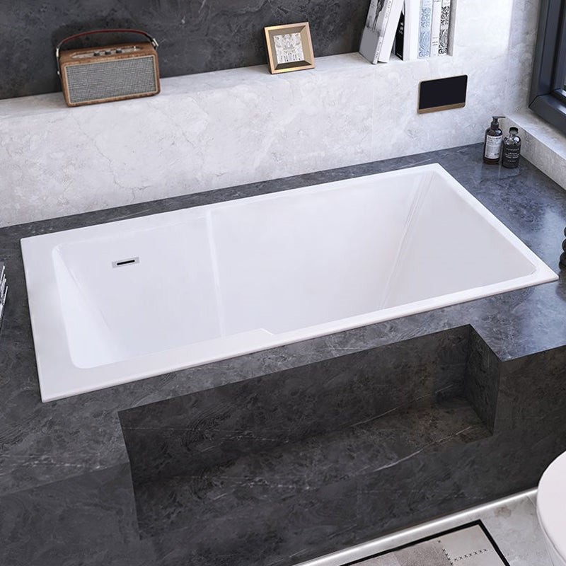 Modern Soaking Acrylic Bathtub Rectangular Drop-in White Bath Tub Clearhalo 'Bathroom Remodel & Bathroom Fixtures' 'Bathtubs' 'Home Improvement' 'home_improvement' 'home_improvement_bathtubs' 'Showers & Bathtubs' 7174419