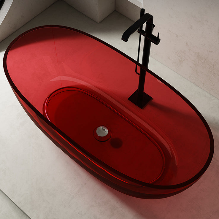 Antique Finish Soaking Bath Tub Stand Alone Modern Oval Bathtub Red Clearhalo 'Bathroom Remodel & Bathroom Fixtures' 'Bathtubs' 'Home Improvement' 'home_improvement' 'home_improvement_bathtubs' 'Showers & Bathtubs' 7174444