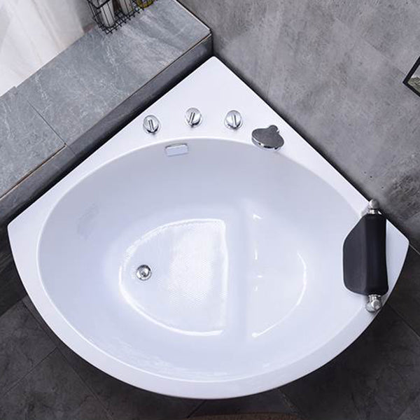 Flat Bottom Soaking Bathtub Antique Finish Corner Modern Bath Tub With Seat Tub with Silver 5-Piece Set and Pillow Clearhalo 'Bathroom Remodel & Bathroom Fixtures' 'Bathtubs' 'Home Improvement' 'home_improvement' 'home_improvement_bathtubs' 'Showers & Bathtubs' 7174461