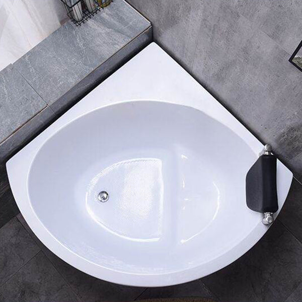 Flat Bottom Soaking Bathtub Antique Finish Corner Modern Bath Tub With Seat Tub with Pillow Clearhalo 'Bathroom Remodel & Bathroom Fixtures' 'Bathtubs' 'Home Improvement' 'home_improvement' 'home_improvement_bathtubs' 'Showers & Bathtubs' 7174462