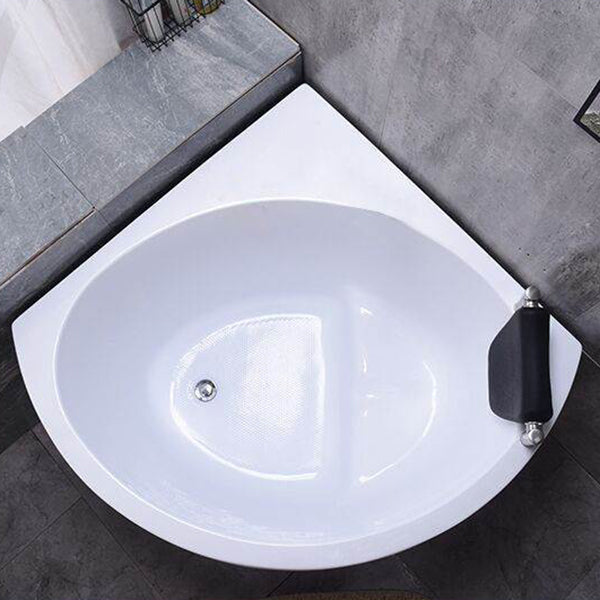 Flat Bottom Soaking Bathtub Antique Finish Corner Modern Bath Tub With Seat Tub with Pillow Clearhalo 'Bathroom Remodel & Bathroom Fixtures' 'Bathtubs' 'Home Improvement' 'home_improvement' 'home_improvement_bathtubs' 'Showers & Bathtubs' 7174462