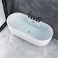 White Stand Alone Bath Modern Oval Soaking Acrylic Back to Wall Bathtub Tub with Black 5-Piece Set Clearhalo 'Bathroom Remodel & Bathroom Fixtures' 'Bathtubs' 'Home Improvement' 'home_improvement' 'home_improvement_bathtubs' 'Showers & Bathtubs' 7174489