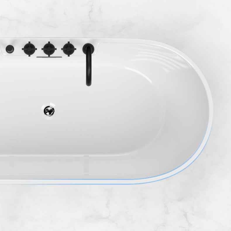 White Stand Alone Bath Modern Oval Soaking Acrylic Back to Wall Bathtub Clearhalo 'Bathroom Remodel & Bathroom Fixtures' 'Bathtubs' 'Home Improvement' 'home_improvement' 'home_improvement_bathtubs' 'Showers & Bathtubs' 7174496