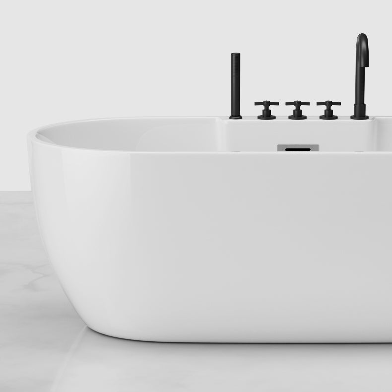 White Stand Alone Bath Modern Oval Soaking Acrylic Back to Wall Bathtub Clearhalo 'Bathroom Remodel & Bathroom Fixtures' 'Bathtubs' 'Home Improvement' 'home_improvement' 'home_improvement_bathtubs' 'Showers & Bathtubs' 7174498