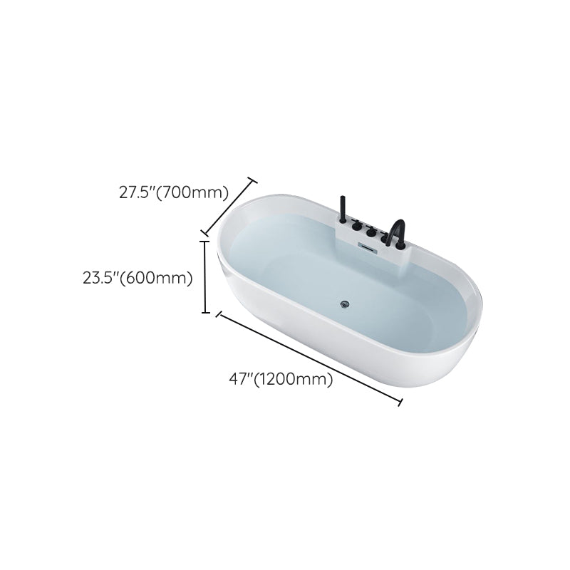 White Stand Alone Bath Modern Oval Soaking Acrylic Back to Wall Bathtub Clearhalo 'Bathroom Remodel & Bathroom Fixtures' 'Bathtubs' 'Home Improvement' 'home_improvement' 'home_improvement_bathtubs' 'Showers & Bathtubs' 7174500