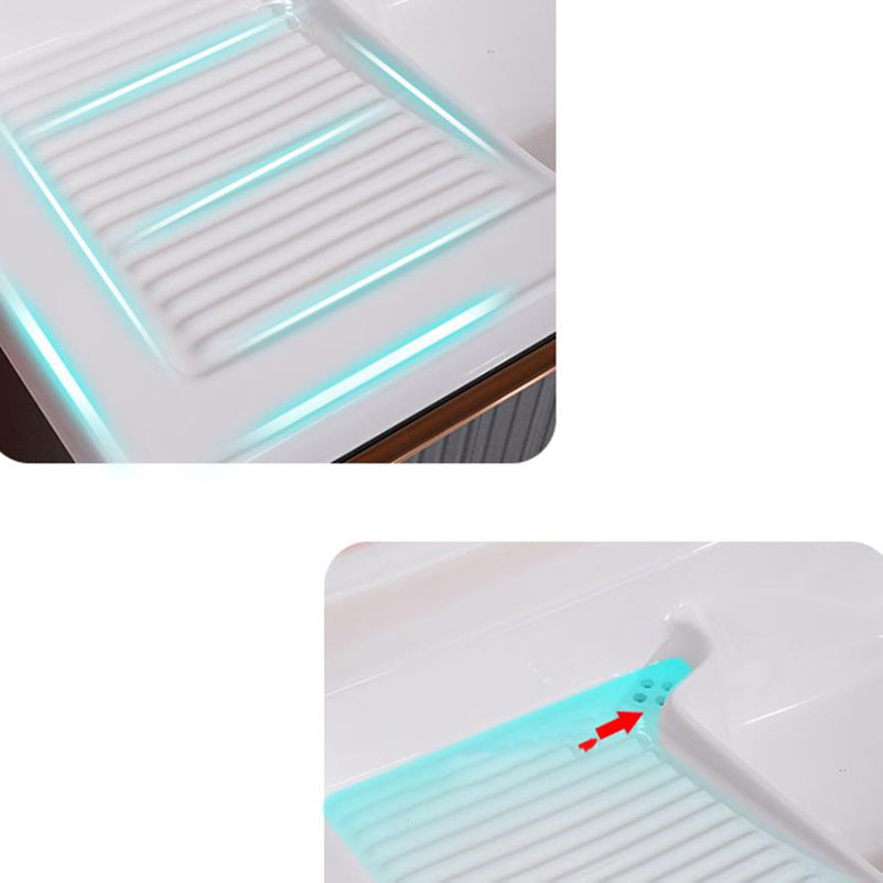 Waterproof Vanity Grey Single Sink Freestanding Mirror Rectangular Bath Vanity with Doors Clearhalo 'Bathroom Remodel & Bathroom Fixtures' 'Bathroom Vanities' 'bathroom_vanities' 'Home Improvement' 'home_improvement' 'home_improvement_bathroom_vanities' 7174598