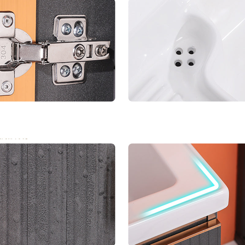 Waterproof Vanity Grey Single Sink Freestanding Mirror Rectangular Bath Vanity with Doors Clearhalo 'Bathroom Remodel & Bathroom Fixtures' 'Bathroom Vanities' 'bathroom_vanities' 'Home Improvement' 'home_improvement' 'home_improvement_bathroom_vanities' 7174601