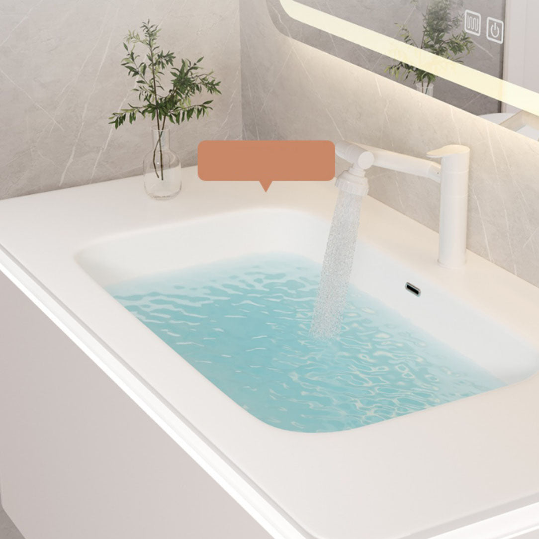 Rectangular White Vanity Wall Mounted Single Sink Mirror Wood Frame Vanity with Drawer Clearhalo 'Bathroom Remodel & Bathroom Fixtures' 'Bathroom Vanities' 'bathroom_vanities' 'Home Improvement' 'home_improvement' 'home_improvement_bathroom_vanities' 7174623