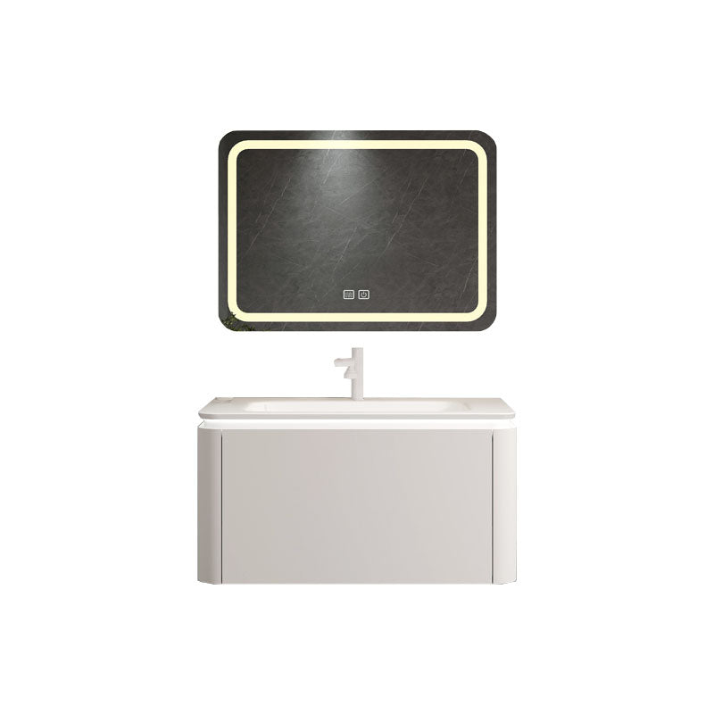 Rectangular White Vanity Wall Mounted Single Sink Mirror Wood Frame Vanity with Drawer Vanity & Faucet & Square Mirror Clearhalo 'Bathroom Remodel & Bathroom Fixtures' 'Bathroom Vanities' 'bathroom_vanities' 'Home Improvement' 'home_improvement' 'home_improvement_bathroom_vanities' 7174627